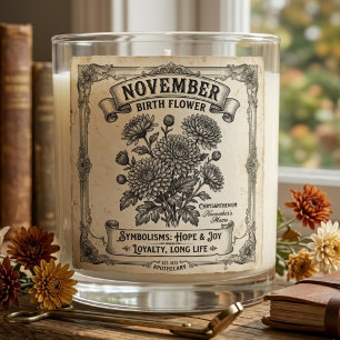 Symbolic Chrysanthemum November Birth Flower Gift Scented Candle