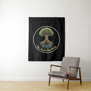 Symbolic Family Tree of Life 'Our Roots Run Deep' Tapestry