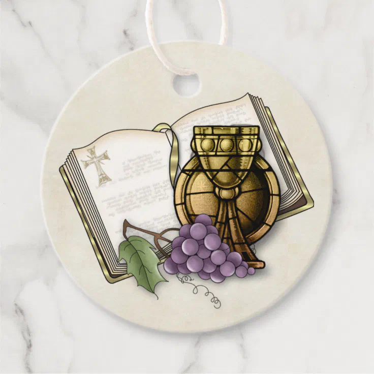 Symbolic First Holy Communion Icons Favor Tags | Zazzle