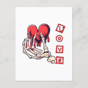 Symbolic Love Skeleton Hand Offering Heart Enclosure Card