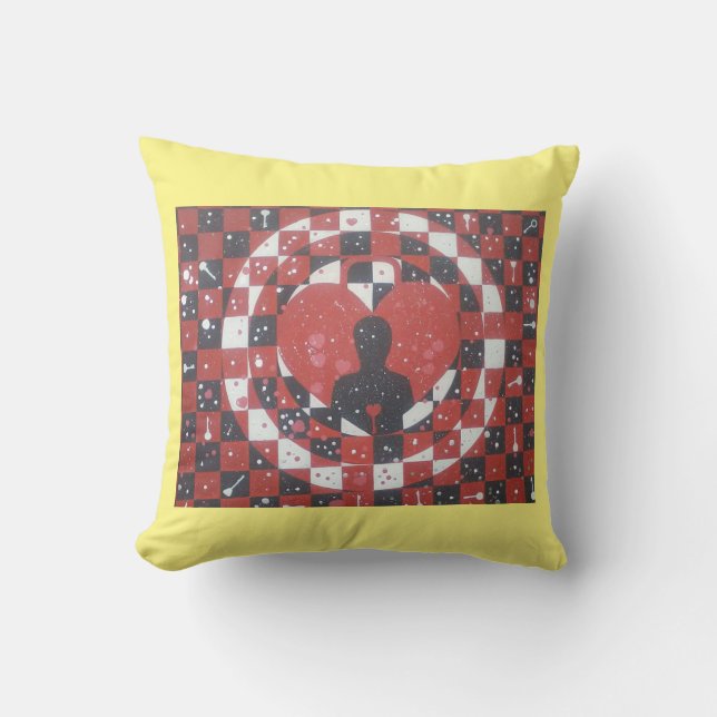 Symbolic man heart shape image design with key  throw pillow (Front)
