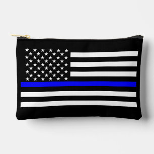 Symbolic Thin Blue Line American Flag graphic on a Accessory Pouch
