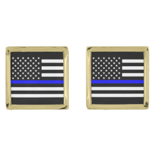 Symbolic Thin Blue Line American Flag graphic on a Cufflinks