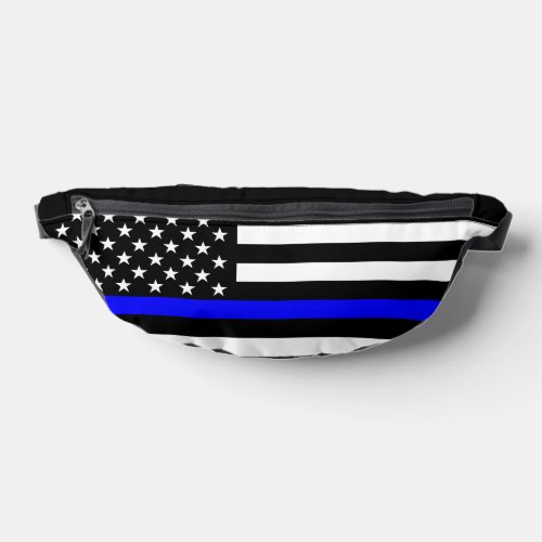 Symbolic Thin Blue Line American Flag graphic on a Fanny Pack