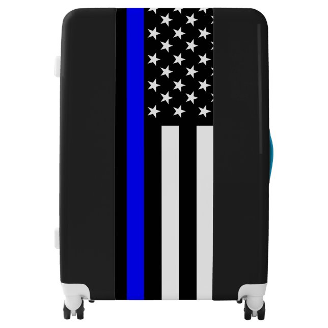 Symbolic Thin Blue Line American Flag graphic on a Luggage (Front)