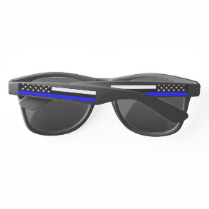 Symbolic Thin Blue Line American Flag graphic on a Sunglasses