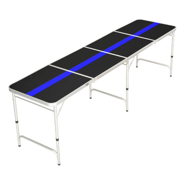 Symbolic Thin Blue Line graphic design on Beer Pong Table (Angled)