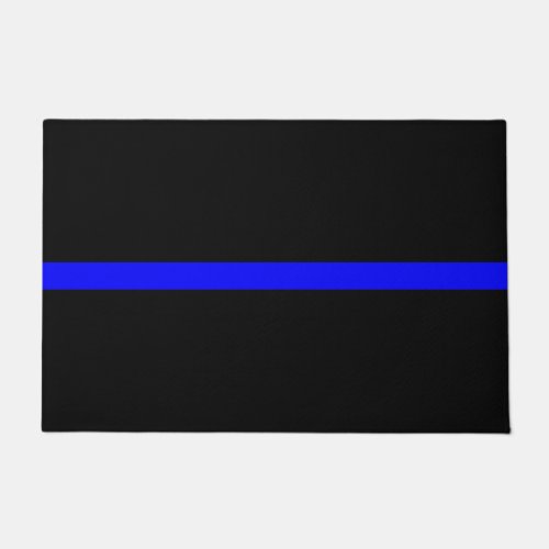 Symbolic Thin Blue Line graphic design on Doormat