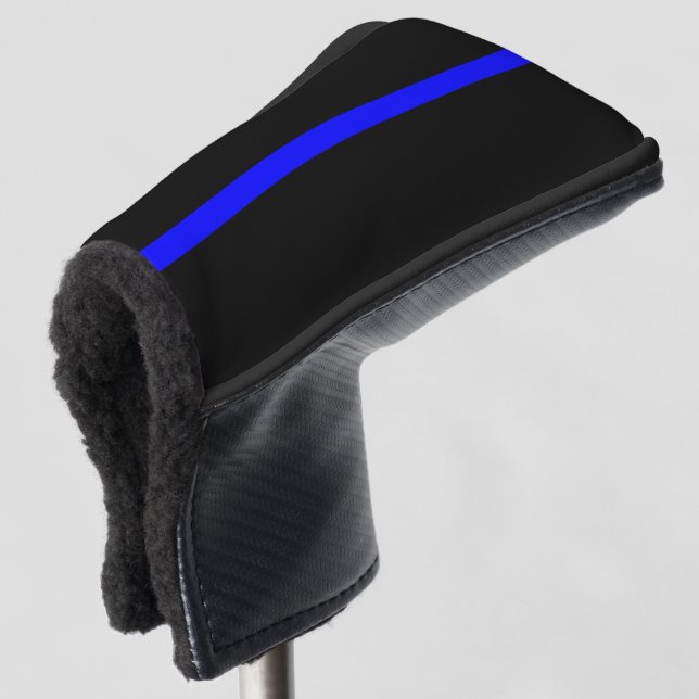 Symbolic Thin Blue Line graphic design on Golf Head Cover (3/4 Front)