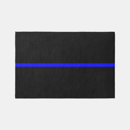 Symbolic Thin Blue Line graphic design on Outdoor Rug