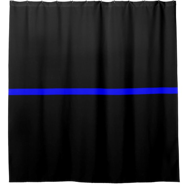 Symbolic Thin Blue Line graphic design on Shower Curtain (Front)