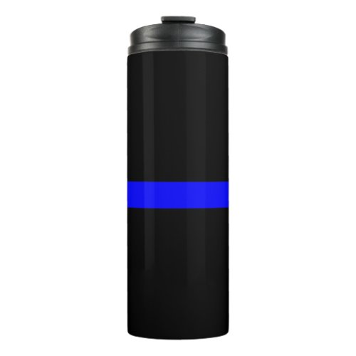 Symbolic Thin Blue Line graphic design on Thermal Tumbler