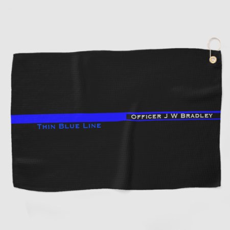 Symbolic Thin Blue Line Police Officer Name Golf Towel