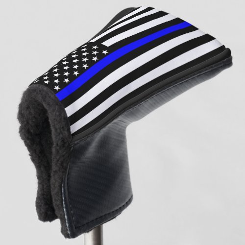 Symbolic Thin Blue Line US Flag graphic design on Golf Head Cover