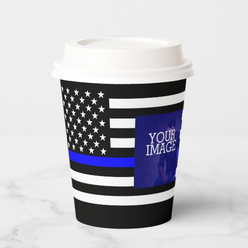 Symbolic Thin Blue Line US Flag Your Image on a Paper Cups
