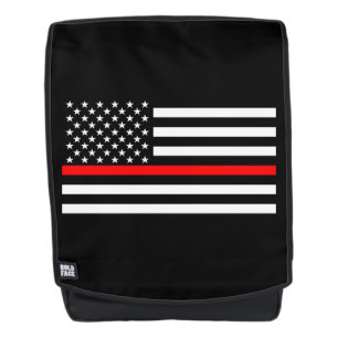 Symbolic Thin Red Line American Flag graphic on a Backpack