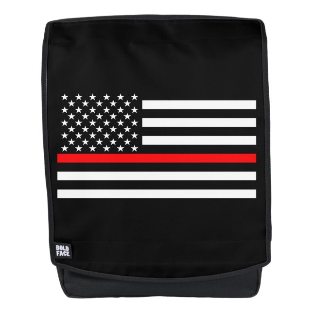 Symbolic Thin Red Line American Flag graphic on a Backpack (Front)