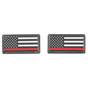 Symbolic Thin Red Line American Flag graphic on a Cufflinks