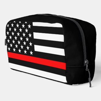 Symbolic Thin Red Line American Flag Graphic On A Dopp Kit by AmericanStyle at Zazzle