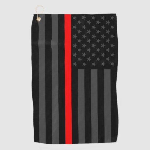 Symbolic Thin Red Line American Flag graphic on a  Golf Towel