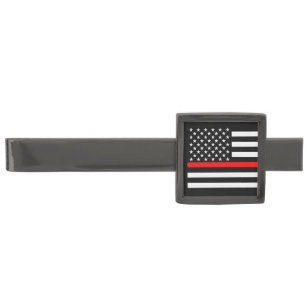 Thin Red Line Firefighters Square Tie Bar Clip Clasp Tack 