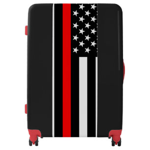 Symbolic Thin Red Line American Flag graphic on a Luggage