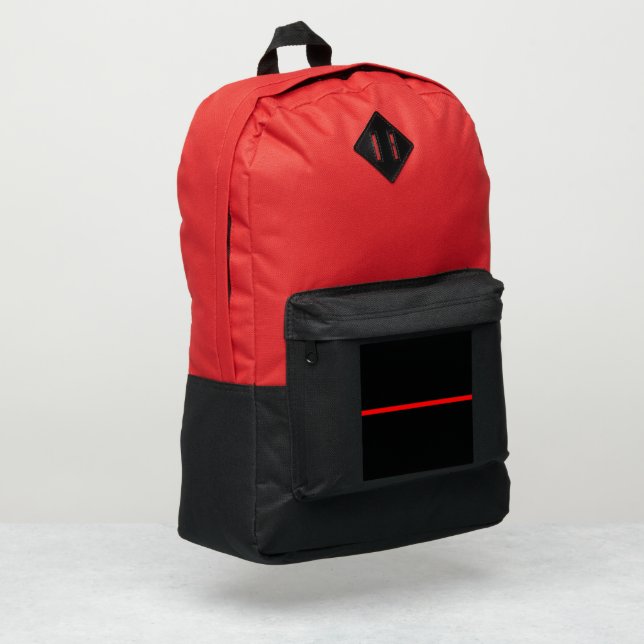 Symbolic Thin Red Line American Flag graphic on a Port Authority® Backpack (Left Corner)