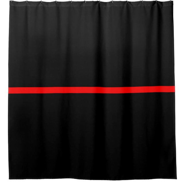 Symbolic Thin Red Line graphic design on Shower Curtain (Front)