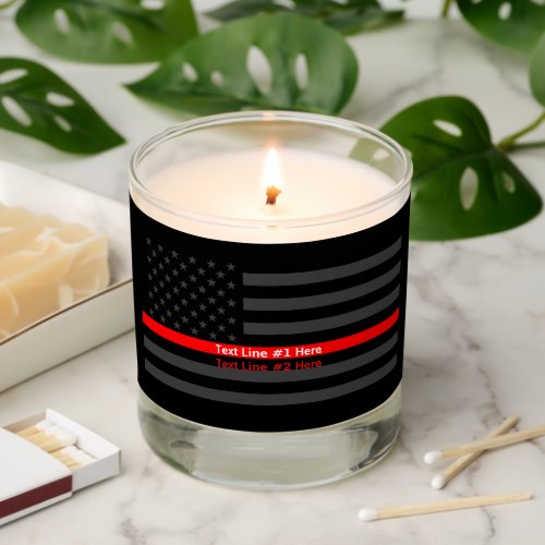 Symbolic Thin Red Line US Flag design text on Scented Candle