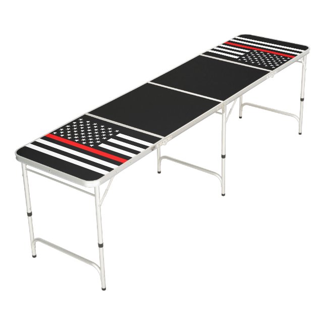 Symbolic Thin Red Line US Flag graphic design on Beer Pong Table (Angled)