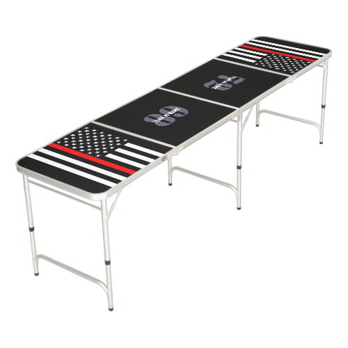 Symbolic Thin Red Line US Flag graphic design on Beer Pong Table