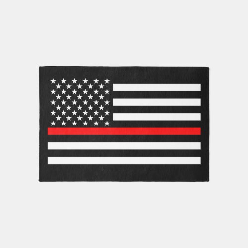 Symbolic Thin Red Line US Flag graphic design on Outdoor Rug