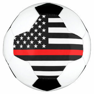 Symbolic Thin Red Line US Flag graphic design on Soccer Ball
