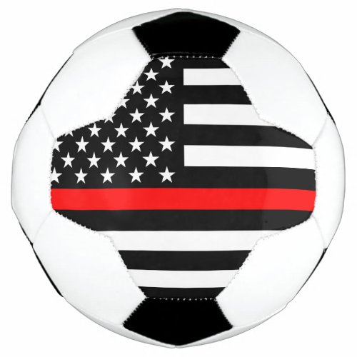 Symbolic Thin Red Line US Flag graphic design on Soccer Ball