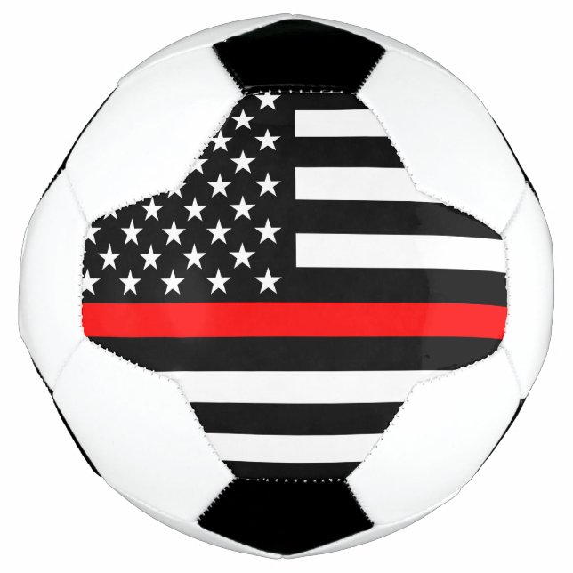 Symbolic Thin Red Line US Flag graphic design on Soccer Ball (Front)
