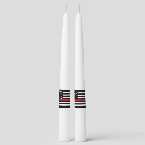 Symbolic Thin Red Line US Flag graphic design on Taper Candle