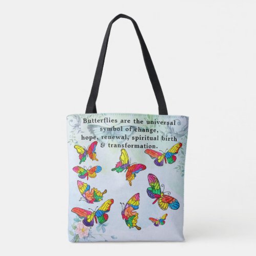 Symbolic Words about Beautiful Butterflies   Tote Bag