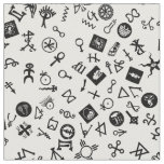 Symbolicon Black on White Fabric