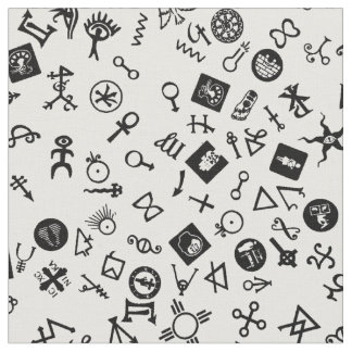 Symbolicon Black on White Fabric