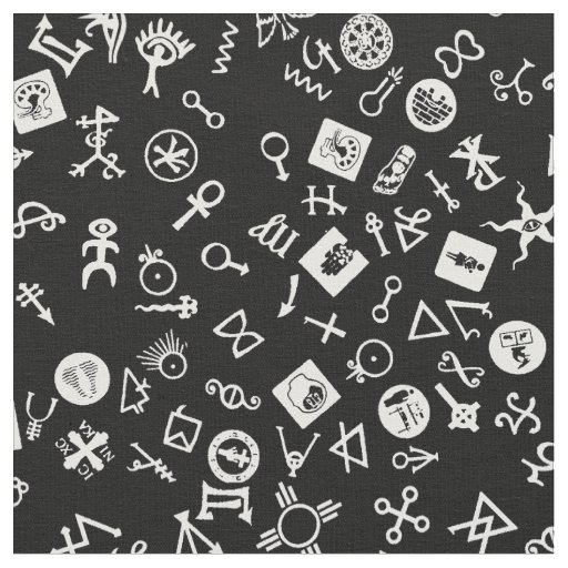 Symbolicon White on Black Fabric