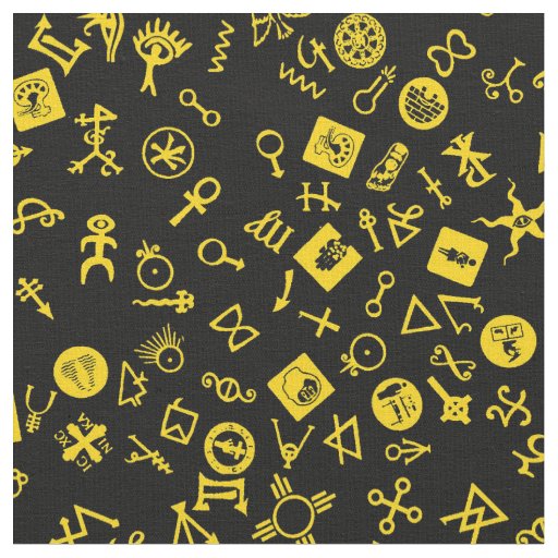 Symbolicon Yellow on Black Fabric