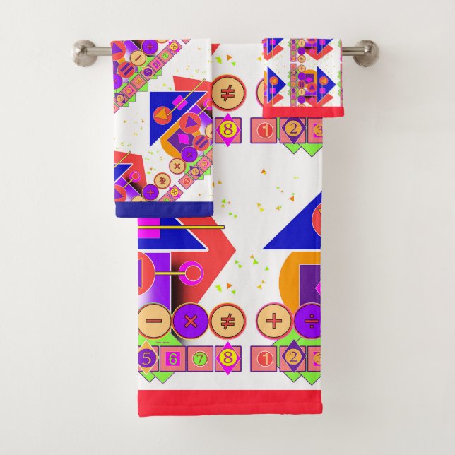 Symbols And Numbers Kids Learning  Bath Towel Set (Insitu)