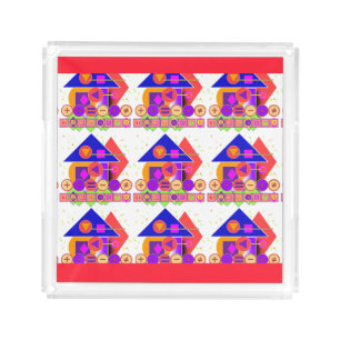 Symbols And Numbers Kids Learning Square Acrylic Tray