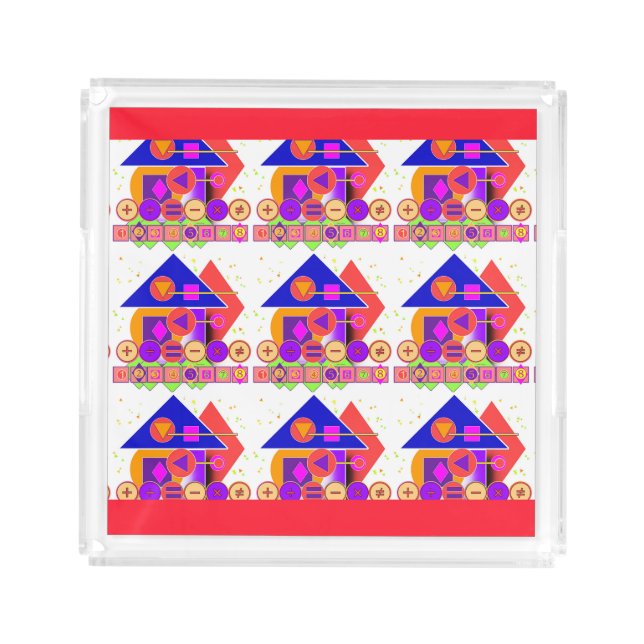 Symbols And Numbers Kids Learning Square  Acrylic Tray (Front)