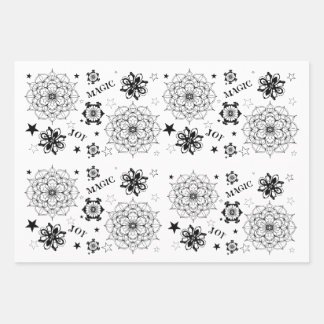 Symbols Black White Gelli Plate Collage and More Wrapping Paper Sheets