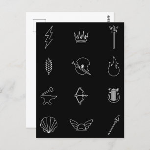 Symbols of 12 Gods & Goddesses of Greek Mythology Postcard