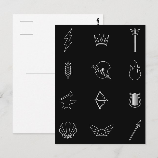 Symbols of 12 Gods & Goddesses of Greek Mythology  Postcard (Front/Back)
