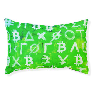 Symbols of Bitcoin (Bright Profit Green - 1) Pet Bed