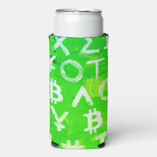 Symbols of Bitcoin (Bright Profit Green - 1) Seltzer Can Cooler