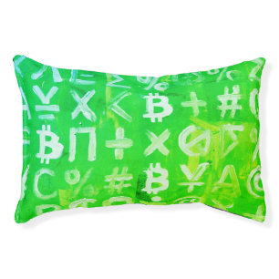 Symbols of Bitcoin (Bright Profit Green - 2) Pet Bed